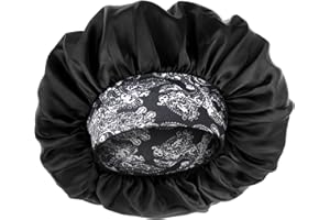 WLLHYF Cuffia in seta da uomo, in raso, monostrato, con fascia elastica in seta, nera, morbida, regolabile, per donne che dormono