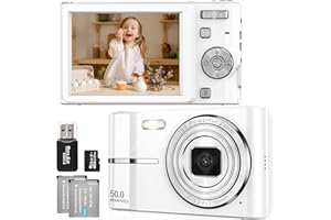 FAYIBUY Appareil Photo Numérique 50MP 1080P FHD Compact Caméra avec Mise au Point Automatique Digital Camera avec Zoom Numérique 16X Carte SD de 32 Go pour Étudiant Adulte Débutant Cadeau (Blanc)