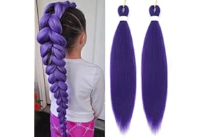 BLUONASI Purple Braiding Hair Long Braiding Hair 90g/Pack Pre Stretched Synthetic Braiding purple hair Extensions for Stage Party Halloween Costume Cosplay (Purple, 24 Inch 90g (Packs of 2))