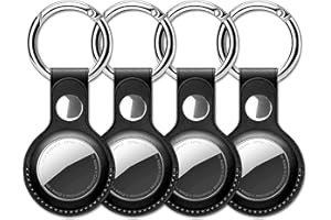 EANLOLY Airtag Anhänger Schlüsselanhänger 4er Pack,Airtag Hülle PU-Leder,Schlüsselfinder Gelten für Apple Air Tag Tracker,Es Kann Den Airtags Key Finder Schützen,Kratzer Verhindern; Schwarz