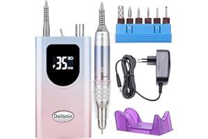 ‎DELANIE Delanie Elektrische Nagelfräser 35000 U/min, Wiederaufladbare Fräser für gelnägel Nagellack, Maniküre set Elektrische Nagelfeile mit 6 bits, Geeignet für Nageltechniker und Anfänger - Gradient rosa