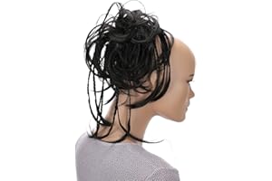 CAISHA XXL Cheveux Cravate Chignons Coiffures De Mariée Volumineux Chignon Désordonné Ondulé Brun Noir G17D