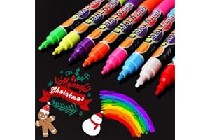 WECUTE Atrament kredowy w płynie, 8 pisaków kredowych do okien i tablic, zmywalne - 3 mm, pisaki kredowe okienne dla dzieci, kredki szklane, pisak tablicowy, można przecierać wilgotną szmatką