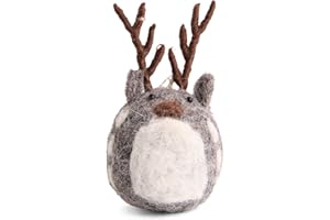 Én Gry & Sif Colgante de reno para colgar o colocar de pie, de fieltro natural, hecho a mano, comercio justo