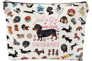 ONPERPOE Neceser de maquillaje para niñas, perro salchicha, bolsa de maquillaje con cremallera para novia, perro salchicha, regalos para amantes de los animales, bolsa de aseo portátil para mujer, para viajes