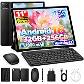 NIDUBIO 2026 Android 16 Tablet with Keyboard and Pencil, 11 Inch Tablet 32GB RAM+256GB ROM+Expandable up to 1TB, 7800mAh, 2 i