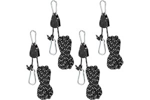 KUNOLI 4 ganci a cricchetto, gancio per corda regolabile e cricchetto, 4 m Duty Heavy Rope con ganci, tendicavo per tenda e piante (nero, 4)