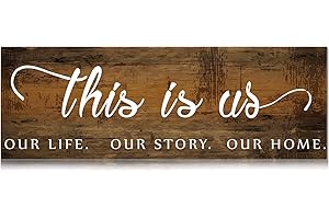 JETEC This is Us Wooden Wall Sign Family Wall Plaques Inspiration Wood Sign Farmhouse Entryway Sign Rustic Wall Plaques Art with Quotes for Living Room Bedroom Kitchen Christmas Decorations (Wood Color)