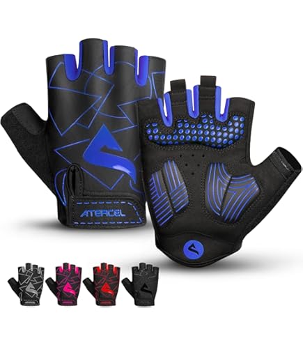Grebarley Fahrradhandschuhe,Radsporthandschuhe rutschfeste und Stoßdämpfende Mountainbike Handschuhe mit geeiget Unisex Herren Damen (Blau, S) Fashion