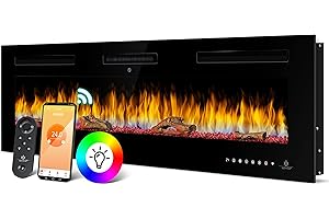 KESSER® Cheminée Electrique Cheminée Murale, Cheminée Électrique avec Chauffage, 9 Modes Couleur Effet Flamme LED, 900/1800W, Radiateur Mural et Cheminée Encastrée, Chauffage, Fonction App, 152 cm