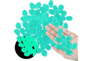 MOAMUN Galet Lumineux en plastique pour jardin 300 Pcs, Réutilisable Pierre décoratives Lumineuse pour Jardin Extérieur Aquarium Passerelles Piscine Chemin Pelouse Cour (Bleu)