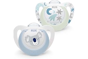 NUK Star Baby Dummy | 0-6 meses | Chupetes de día y noche | Silicona sin BPA | Koala azul | 2 unidades