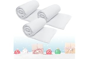 PREXTEX Paquete de 3 Rollos de Manta de Nieve navideña (80 x 240 cm)- Cubierta de Nieve Falsa Gruesa y Suave de Color Blanco para pueblitos navideños y de Invierno