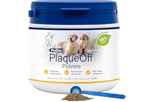 ProDen PlaqueOff Powder 420g – Detergente dentale 100% naturale per cani e gatti, rimuove placca, tartaro e alito cattivo