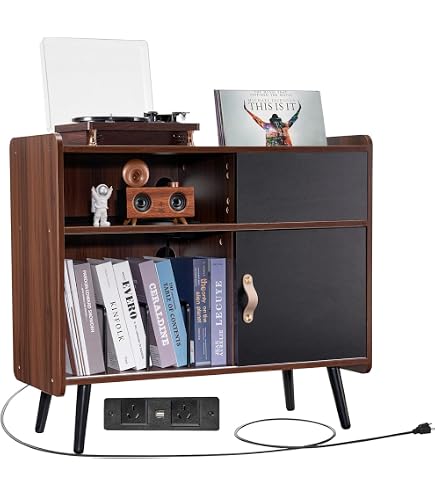 Porta Vinili In Legno Multistrato Bianco – 84,5x38x48 Cm, Ideale Per Giradischi E Collezione LP