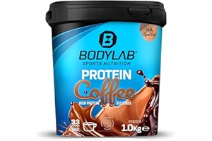 ‎BODYLAB24 Bodylab24 Protein Coffee Espresso 1000g, mit bis zu 20g Eiweiß aus Molkenprotein und 69mg Koffein je Portion, der ideale Protein-Koffein-Kick zum Frühstück, zwischendurch oder vor dem Training