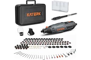 Katerk Utensile Multifunzione Rotativo 160W, Kit di Utensili Rotanti a Velocità Variabile con Albero Flessibile, 35000 PRM, Kit di Accessori da 155 Pezzi, per Rettifica, Incisione, lucidatura, Pulizia