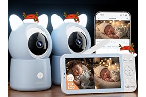 CZEview BM6 Babyphone mit 2 Kameras 2K & 4X Zoom, 5.5" HD Babyfon mit App (Blau mit 2 Kameras)