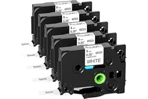 FIMAX TECH Fimax Compatible Etiqueta Cinta tze9mm Reemplazar para Brother 9mm TZe-221 TZe221 TZe 221 TZ221 Laminado Tze Tz Label Tape para P-touch 9mm Label Maker PT-H100 PT-H105 PTH110 PTD400 PTD600 PT-P900W