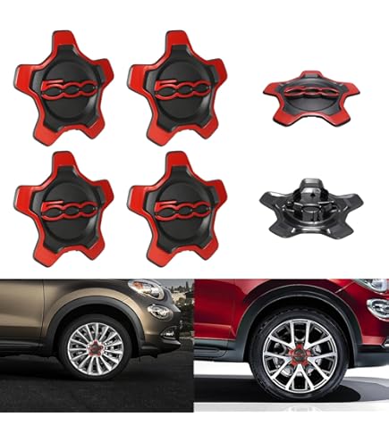 Enjoliveurs Pour FIAT 500 (2012-2023) - Noir Argenté - ABS Résistant - Remplacement Direct