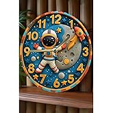 Kututr Astronot Ve Ay Temalı Mdf &Ccedil;ocuk Duvar Saati &ndash; 3D G&ouml;r&uuml;n&uuml;ml&uuml; 2D Hd Baskı Sessiz Mekanizma Sdw239,Sdw239 33 X