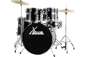 XDrum Semi 22" Standard Schlagzeug Midnight Black - 22" BD, 12" TT, 13" TT, 16" FT, 14" SD - inkl. Schule - Schwarz