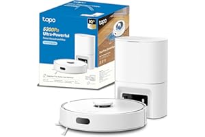 Tapo Aspirateur Robot Laveur 4 en 1 RV30Max Plus Vidage Automatique, Silencieux et Fin, Ultra puissante de 5300Pa, Navigation LiDAR, Auto-Charge Autonomie 150min, Tapis et Poils d'animaux
