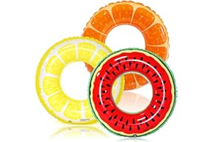 Gxhong Fruits Bouée Gonflable Adulte, 3Pcs Anneau de Natation Fruits, Fruit Décoration Bouée, Fruits Bouée Fête pour Intérieur Extérieure Jouets Aquatiques D'été Piscine, Plage, Lochs