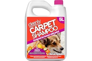 Cleenly Pet Carpet Shampoo Cleaner Solution 5L - Citrus Splash Fragrance - Safe for All Carpet Cleaning Machines, Effectively Removes Dog, Cat, Pet Odours, Urine/Wee Smells,