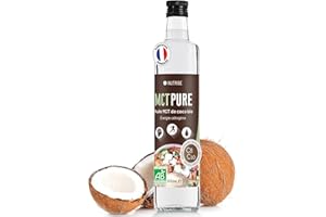 Nutribe Huile MCT Pure C8 C10 Bio - Extraite par distillation - Laboratoire français | Pour la cétose, l'énergie, la perte de poids, le bien-être cérébral, bouteille en verre 500 ml