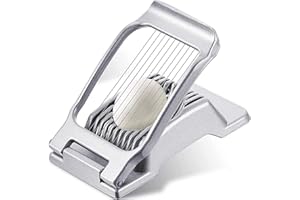 FXDM Egg Slicer, Egg Cutter for Hard Boiled Eggs, Aluminium Slicer for Egg Strawberry Mushroom Soft Fruit, Stainless Steel Wires, Dishwasher Safe & Easy to Clean, White