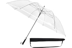 Sternenfunke Regenschirm sehr groß XXXL Ø150 cm transparent, Komfort Druckknopf, mit Tragehülle, Automatik, Perfekt als durchsichtiger Partnerschirm, Hochzeitsschirm oder Golfschirm - Rand weiß