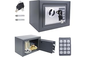 AUTOBABA 4.6L Digital Safe Box, Safe Boxes for Home Use, Cabinet Security safe with 2 Keys, Electronic Digital Steel Safes for Home Office Hotel Business Money Document Jewelry Passport, 23 X 17 X 17 CM, Grey