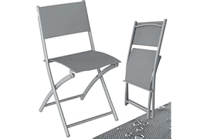 CASARIA® Sillas Jardin Plegables Set de 4 Capacidad Carga 130kg Metal Resistente Intemperie 46x52x80 Silla Balcón Terraza