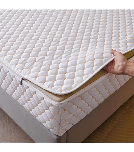 TYYUETY Volledige ritssluiting hoes Ademend stofdicht wasbaar hoeslaken Aanpasbare maat Waterdichte gewatteerde matrasbeschermer voor eenpersoons/ tweepersoons/kingsize bedden-Grijs- 180x200 20cm