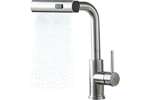 BELZ Robinet de cuisine avec douchette extractible, 3 types de jet, robinet d'évier pivotant à 360°, mitigeur en acier inoxydable SUS304, brossé