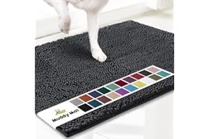 Muddy Mat® Original Dog Door Mat for Muddy Paws, Super Absorbent Microfiber, Non-Slip Washable Pet Rug, Quick Dry Chenille Entryway Carpet, Machine Washable Indoor Outdoor mat, Charcoal 19"x30"