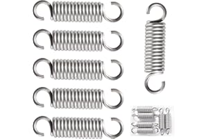 VooGenzek 6 Pezzi 2.5 * 15 * 60 mm Molle a Trazione, Molle a Doppio Gancio in Acciaio Inossidabile, Molle a Trazione Doppio Gancio Tensione, per Tende, Roulotte