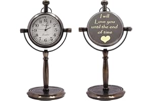 DOLLOND & CO. Personalised Vintage Desk Clock – "I Will Love You Until the End of Time" – Romantic Gift for Him Her – Anniversary, Valentine’s, Father’s Day (Bronze, I Will Love You Until the End of Time)
