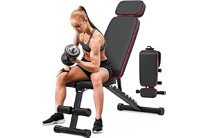 Fostoy Weight Bench Adjustable, Foldable Bench Press with 10 Positions, Utility Incline Decline Flat Gym Bench for Full Body, 800 Pounds Load Strength Training Workout Benches fom Home