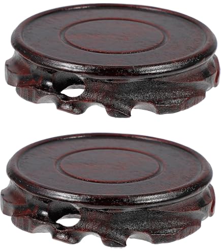 Socles En Bois Massif Pour Présentation - Lot De 2 Bases Rondes 10x10x2,5 Cm, Pour Vases, Statues, Bonsaïs, œufs Décoratifs