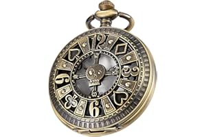 Tiong Vintage Octopus/Dragon Hollow Quartz Personalised Engraved Men's Pocket Watches with Chain Customz Gifts for Birthday Father's Day Wedding