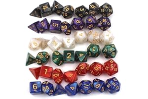 VQEOEOT Dadi poliedrici, 42 pezzi Set di Dadi Poliedrici Dadi da Tavolo in Poliedrico,Set di dadi poliedrici sfumati, Dungeons And Dragons Set di Dadi da Giochi di Ruolo Nero per DND