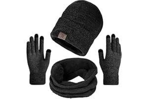 TMEOG Unisex mężczyźni kobiety zima ciepła dzianinowa szydełkowa czapka beanie nieskończoność szalik rękawiczki do ekranów dotykowych zestawy gruby ocieplacz na szyję luźna czapka z czaszką sporty na