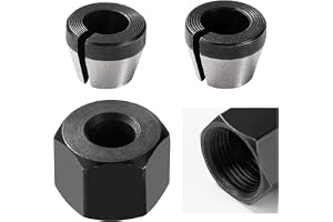 VooGenzek 2 ST 6mm / 6.35mm Fräshylsa Chuck, Överfräshylsa Chuck, Trimmer Spännhylsa Adapter med Mutter, för Träbearbetning T