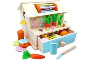 ALMAXI Juguetes Niños 1 2 3 Años, 9 en 1 Juguetes Educativos Montessori de Madera, Juguete de Clasificación, Juegos de Pelota, Juguetes Bebe Sensoriales 1 Año, Regalo Cumpleaños Navidad para Niños Niñas