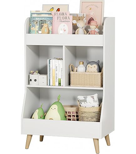 Kinder Bücherregal Mit 2 Schränken - Rosa Spielzeugregal 60x35x100cm Mit Kippschutz