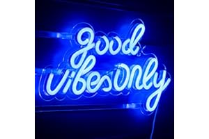 INEONLIFE Good Vibes Only Insegna al Neon Segno di luce LED Blu Insegne luminose al Neon Insegne a LED con lettere Acriliche per Decorazioni per feste da parete per camera da letto 16,5"X9"