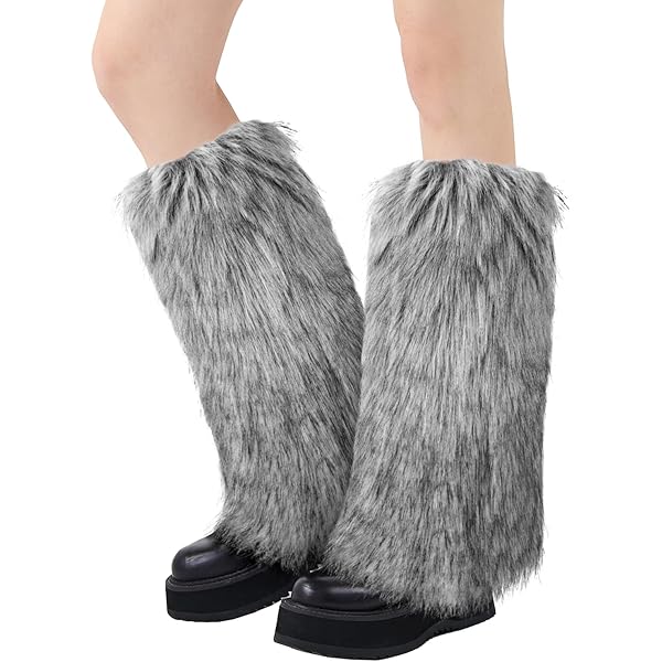 Jambières Pelucheuses Hiver Jambières Fausse Fourrure Veesper Lot De 2 - 40cm Marron - Hiver Noël Halloween Costume Hippie Accessoire Hiver Femme