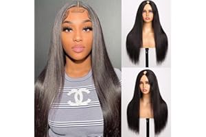 YAVIDA Parrucca donna capelli veri umani seta V part wig Straight wigs Upgrade u part wig human hair wig Parrucca liscia per le donne Facile da indossare senza colla no lace front glueless wig （24inch）
